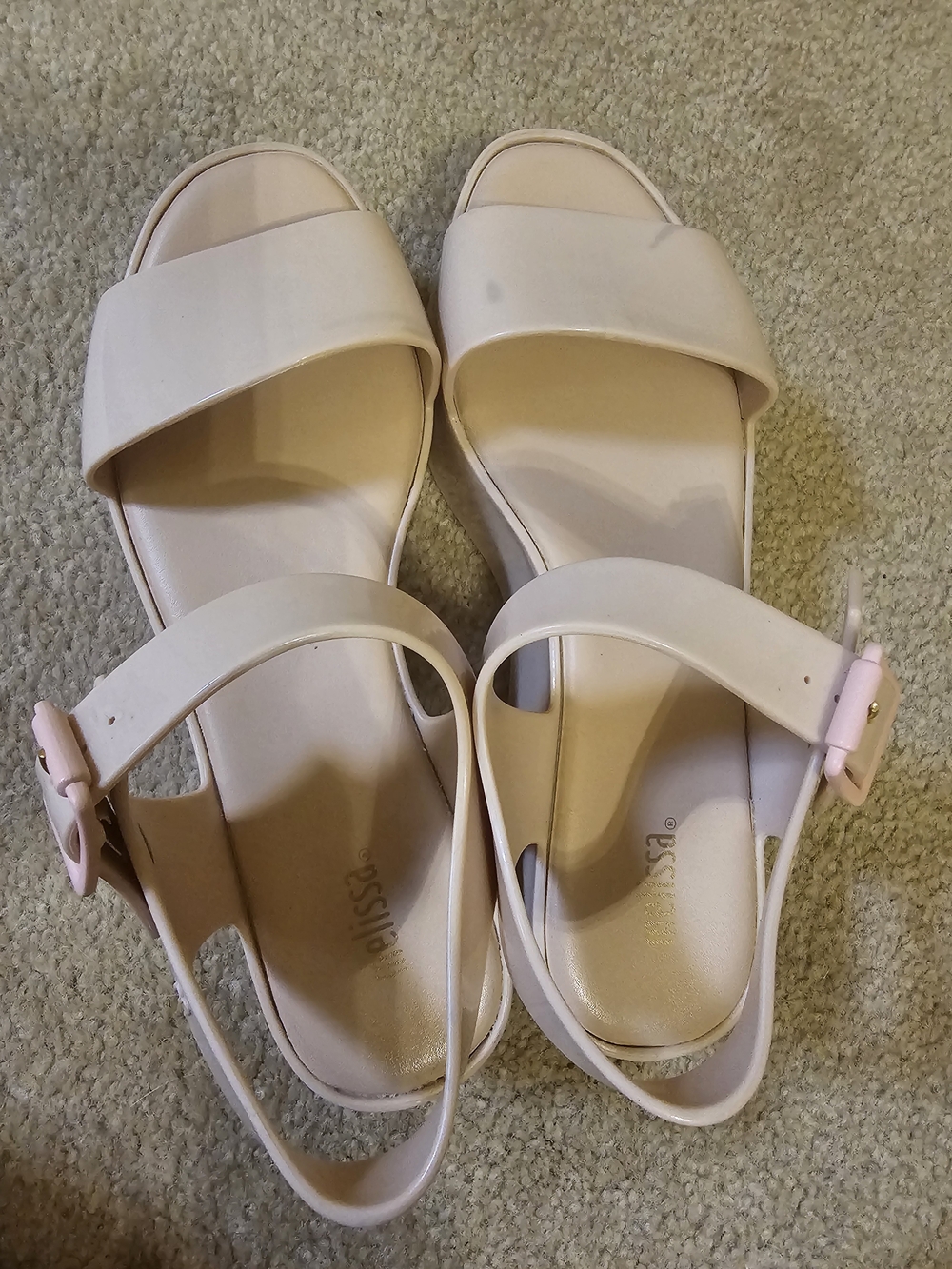 Y2k Melissa Mar Pale Blush Jelly Finish Platform Buckle  Sandals Size 6.5